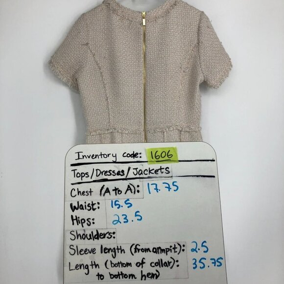 NWT Eliza J Ivory Short Sleeve Fringe Trim A-line Round Neck Tweed Dress Size 10 - Picture 16 of 16